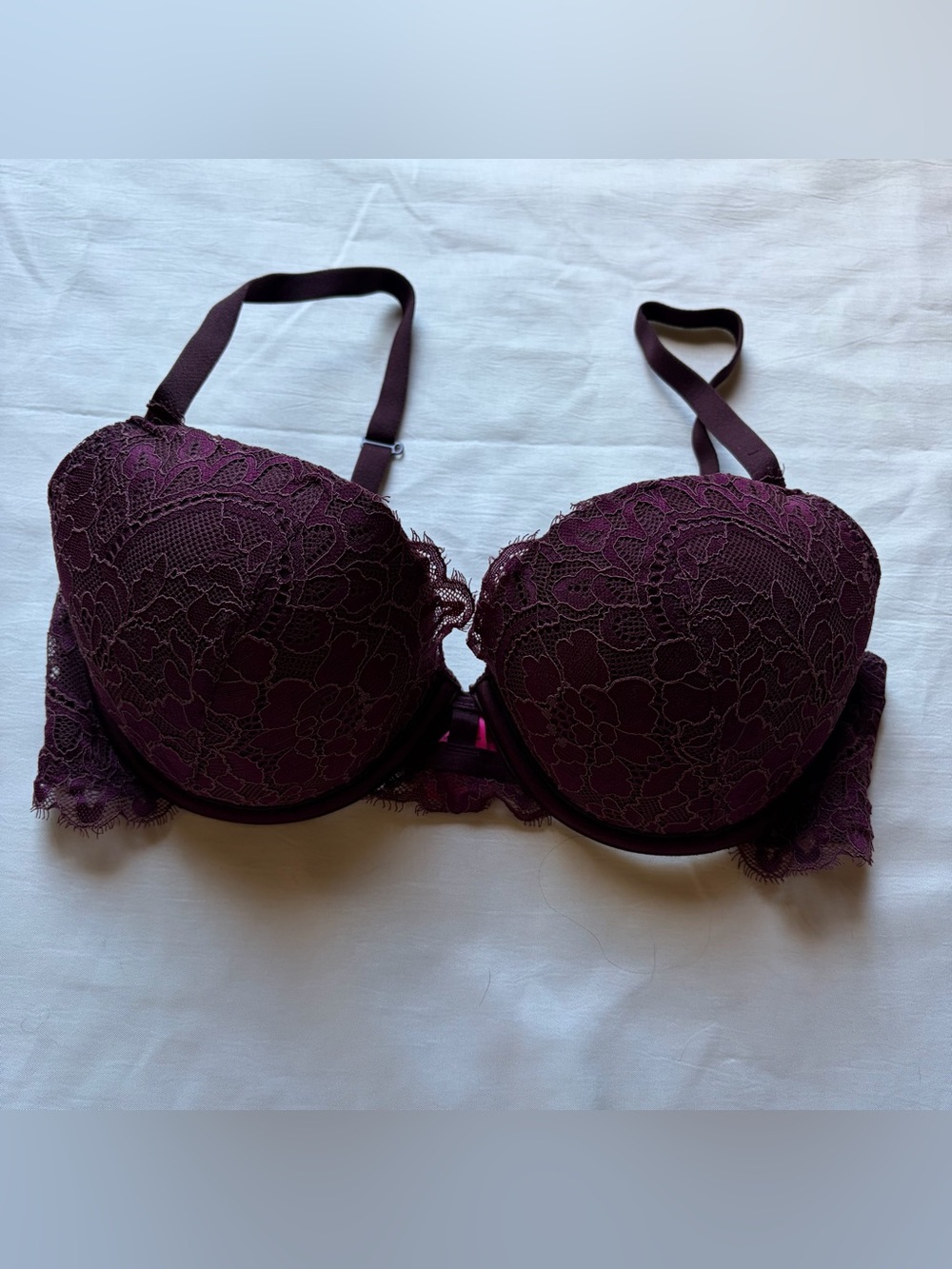 La Senza deva Demi burgundy lace bra size 34D